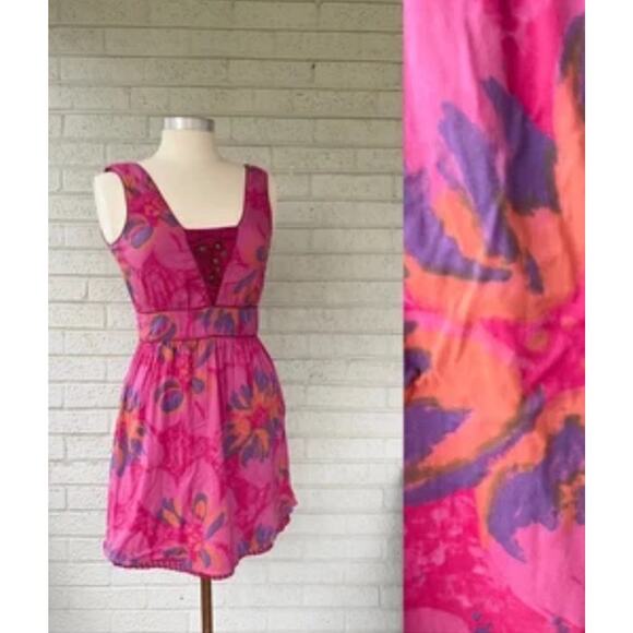 Free PeopleY2K Babydoll Dress Size 6 Boho Crochet Embellsihed Artsy Fairy - Picture 3 of 13